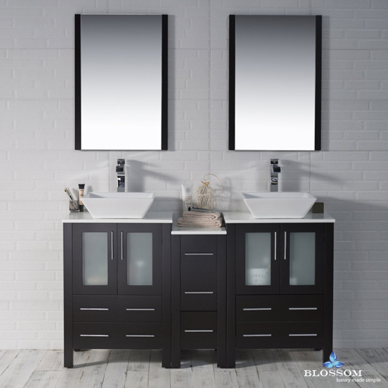 Orren Ellis Mance 60" Double Bathroom Vanity Set with Mirror Wayfair